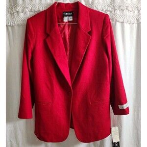 Vtg 90s Red Wool Power Blazer NWT 18W |Dark Academia Office Siren Coquette Style